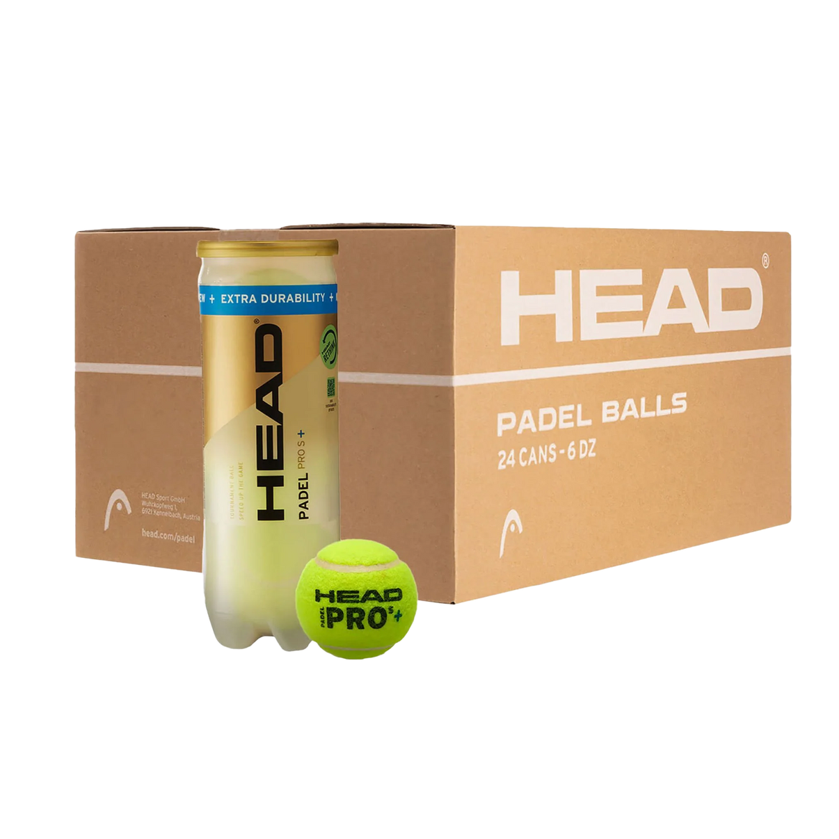 Head Head Padel Pro S+ padelballen - Doos 24 blikken | Padelgrips.nl