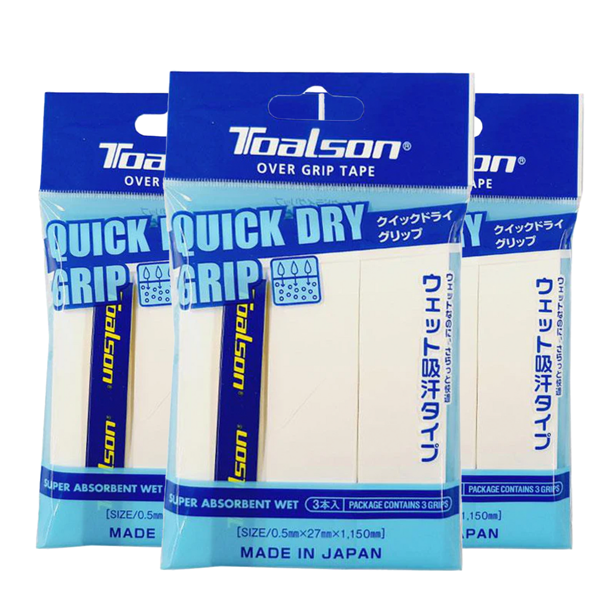 Toalson Quick Dry Grip Wit 9 stuks multipack - overgrip voor padel en tennis bij zweethanden