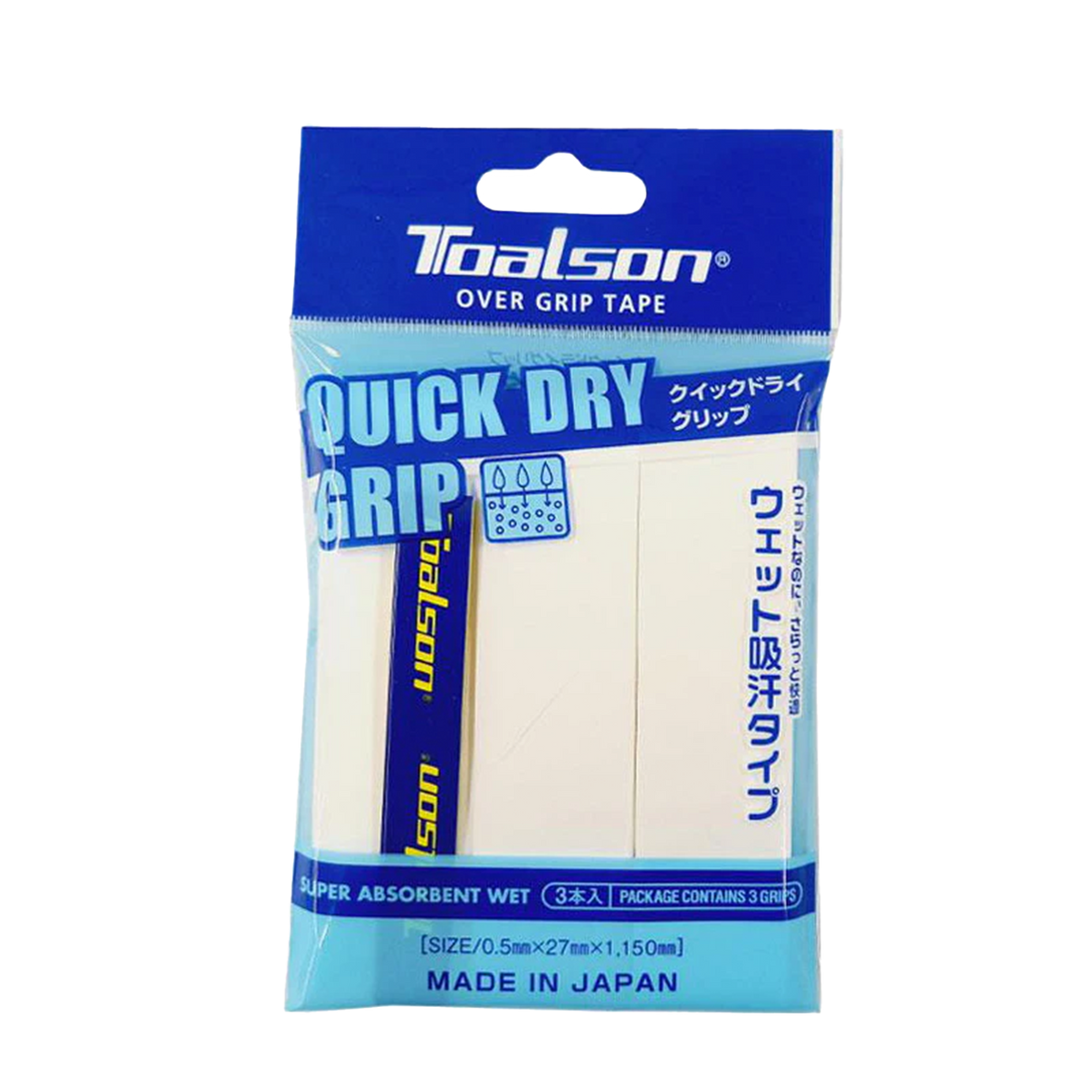 Toalson Quick Dry Grip Wit 3 stuks - dunne overgrip voor padel en tennis bij zweethanden
